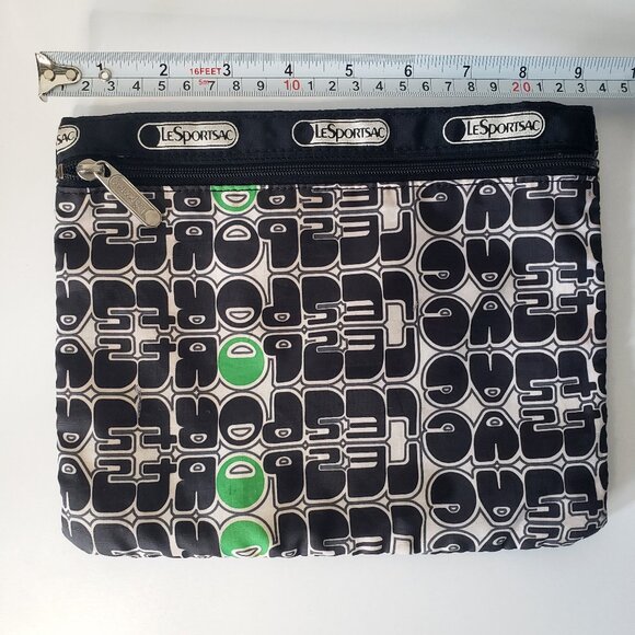 Le Sport Sac Green White Black Weekender Duffle Bag Suitcase + Makeup Tote - Picture 13 of 13